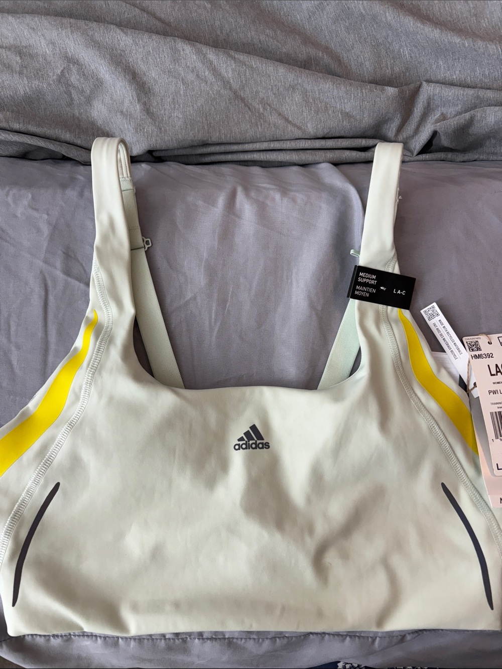 adidas Mint Green Sports Bra with Yellow Accents